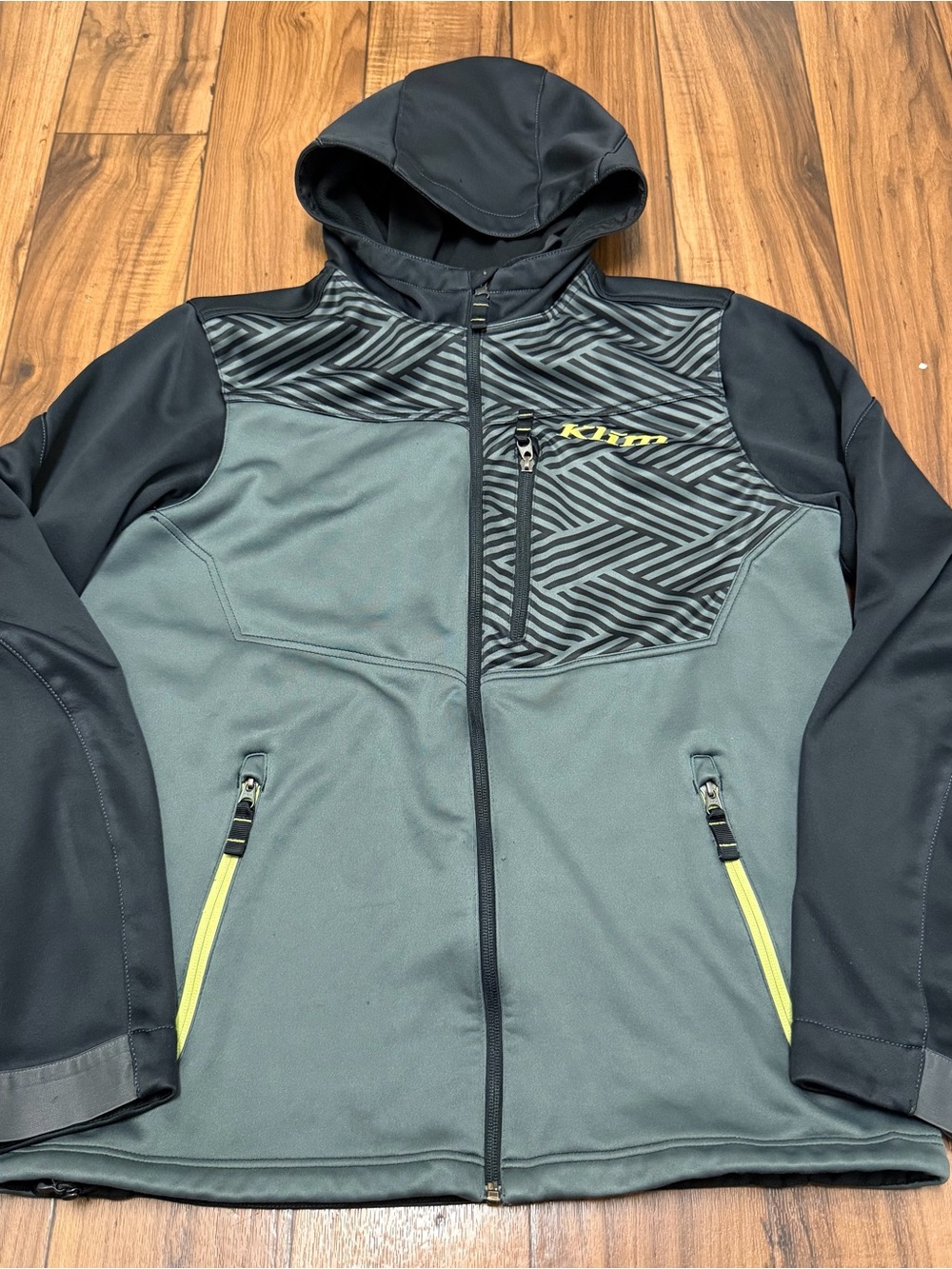 KLIM Transition Hoodie Jacket Men’s Medium with Face Mask Black Gray Zip Up